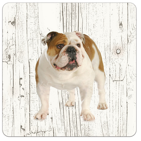 Hond Engelse Buldog | Houten Onderzetters 6 Stuks