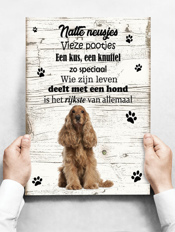 Wandbord hond: Engelse Cocker - 30 x 42 cm