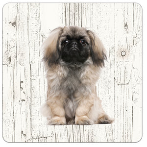 Hond Pekingees | Houten Onderzetters 6 Stuks