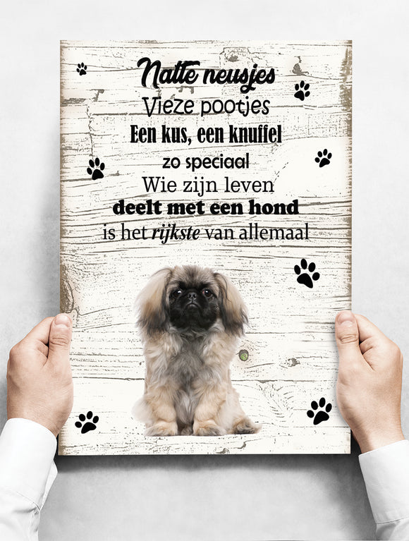 Wandbord hond: Pekingees - 30 x 42 cm