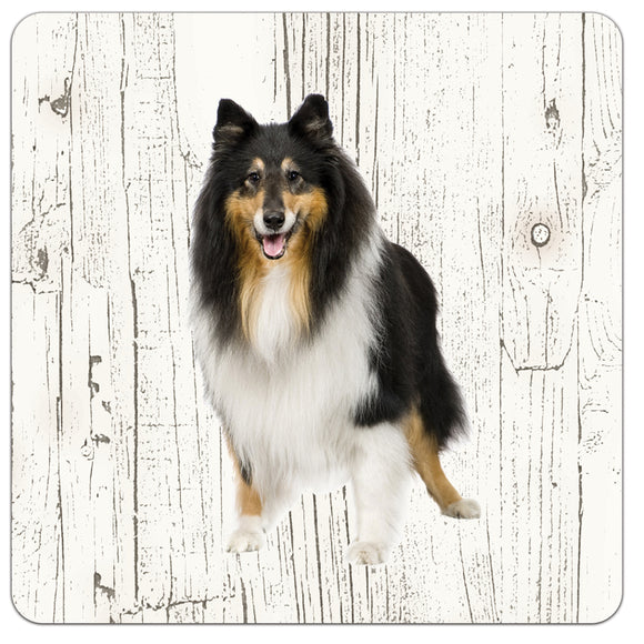 Hond Schotse Herdershond | Houten Onderzetters 6 Stuks