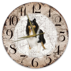 Houten Klok - 30cm - Hond - Schotse Herdershond