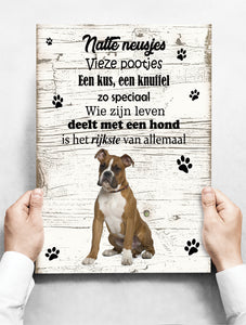 Wandbord hond: Boxer bruin - 30 x 42 cm