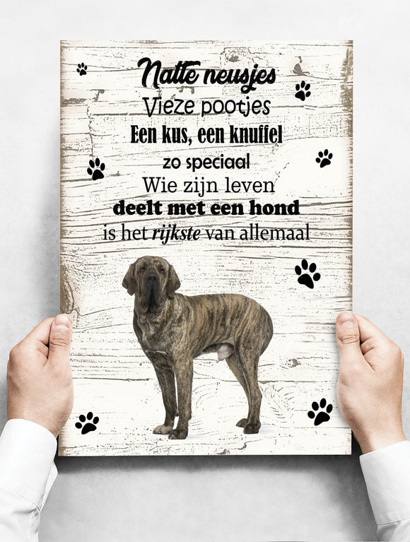 Wandbord hond: Fila Btasileiro - 30 x 42 cm