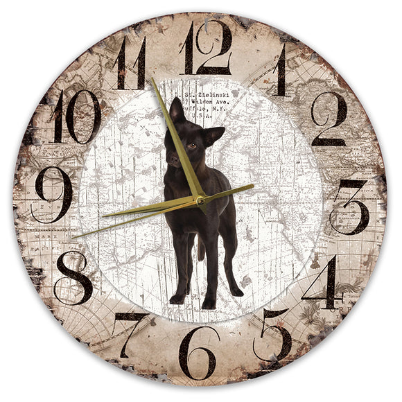 Houten Klok - 30cm - Hond - Austrailian Celpie