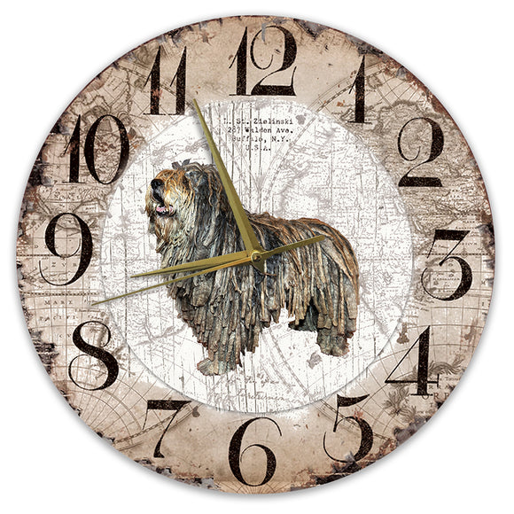 Houten Klok - 30cm - Hond - Bergamasco