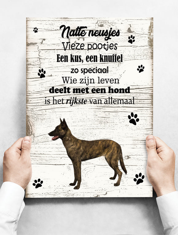 Wandbord hond: Hollandse Herder (korthaar) - 30 x 42 cm
