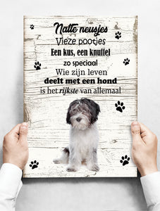 Wandbord hond: Nederlandse Schapendoes - 30 x 42 cm