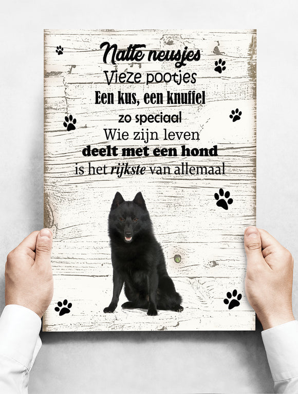 Wandbord hond: Schipperke - 30 x 42 cm