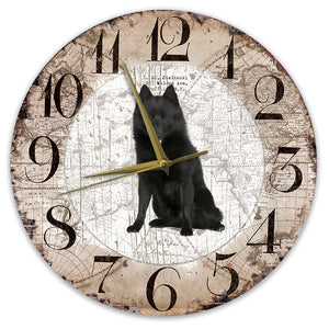 Houten Klok - 30cm - Hond - Schipperke