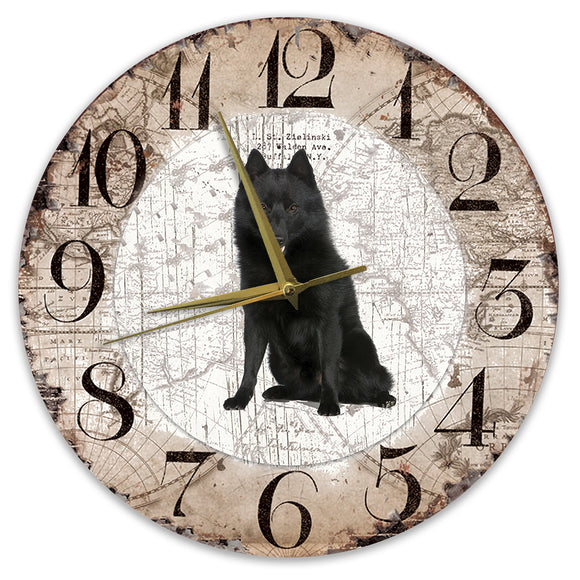 Houten Klok - 30cm - Hond - Schipperke