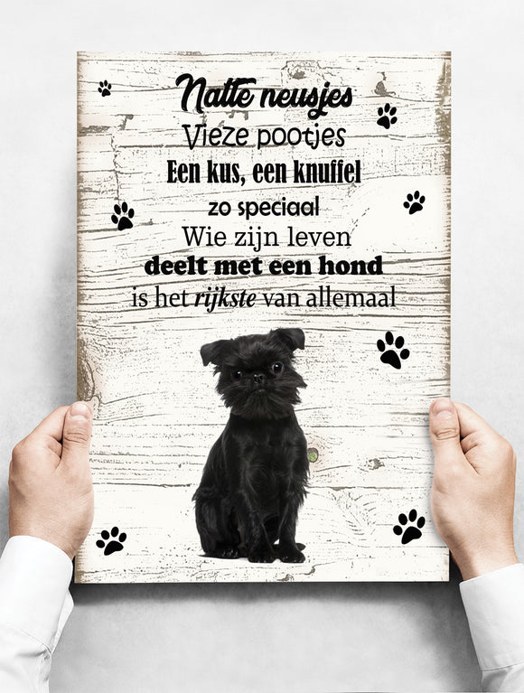 Wandbord hond: Affenpinscher - 30 x 42 cm