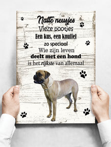 Wandbord hond: Bulmastiff - 30 x 42 cm