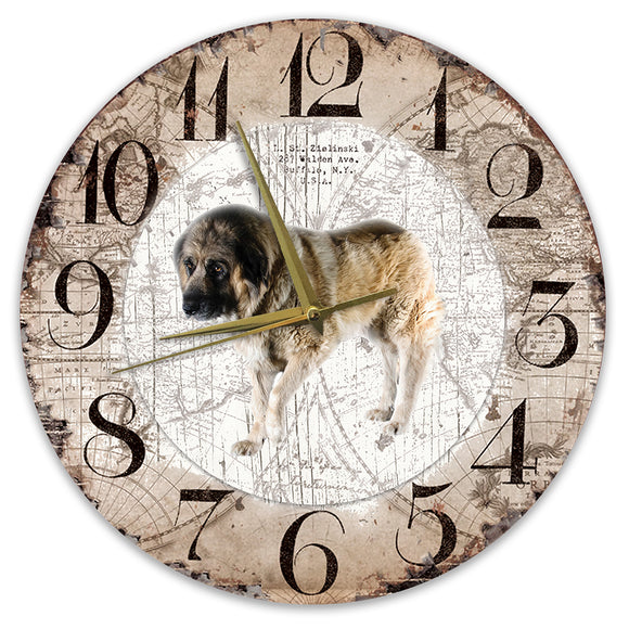 Houten Klok - 30cm - Hond - Kaukasische Aucharka