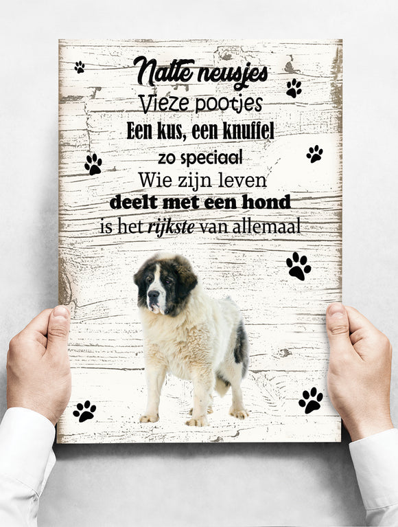 Wandbord hond: Mastin De los Prineos (Pyrenese Mastiff) - 30 x 42 cm