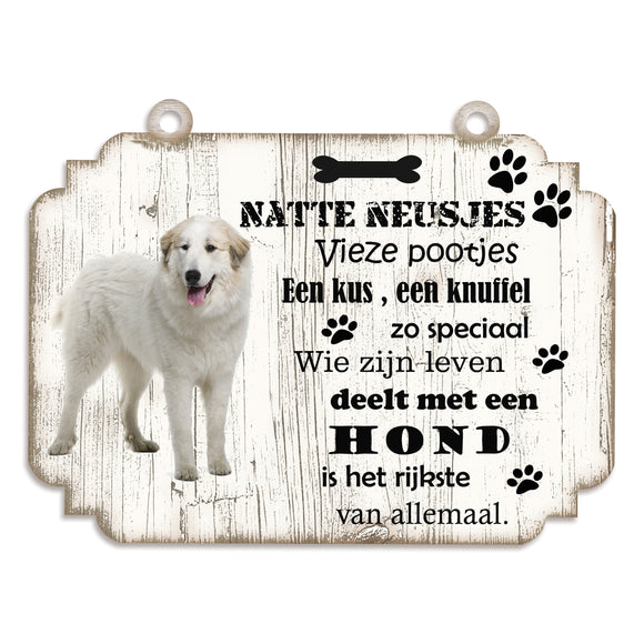 Spreukenbordje hond: Pyrineese Berghond