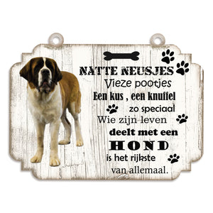 Spreukenbordje hond: Sint Bernard (langhaar)