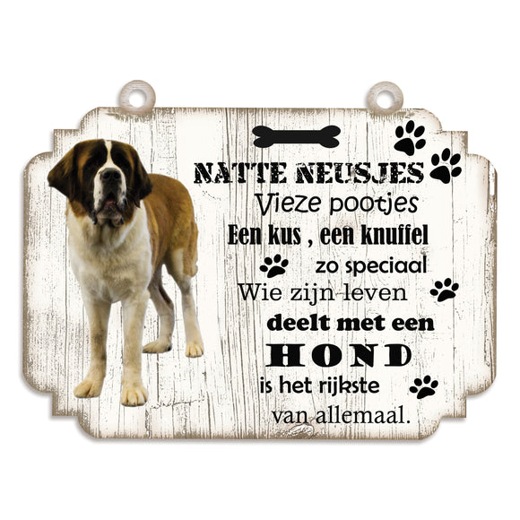 Spreukenbordje hond: Sint Bernard (langhaar)