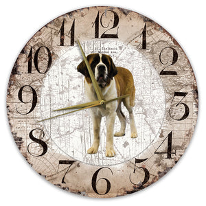 Houten Klok - 30cm - Hond - Sint Bernard (langhaar)