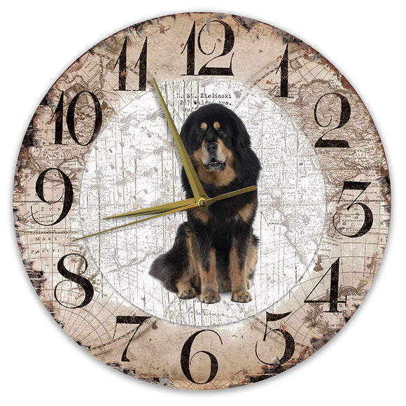 Houten Klok - 30cm - Hond - Tibetaanse Mastiff
