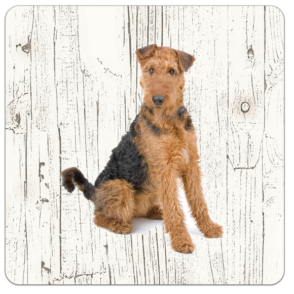 Hond Airedale Terrieér | Houten Onderzetters 6 Stuks