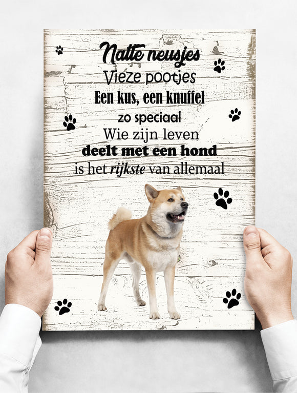 Wandbord hond: Akita - 30 x 42 cm