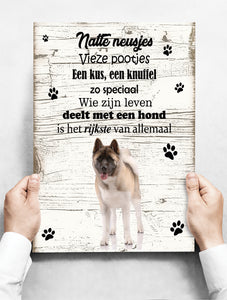 Wandbord hond: Amerikan Akita - 30 x 42 cm