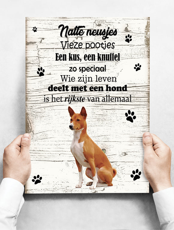 Wandbord hond: Basenji - 30 x 42 cm