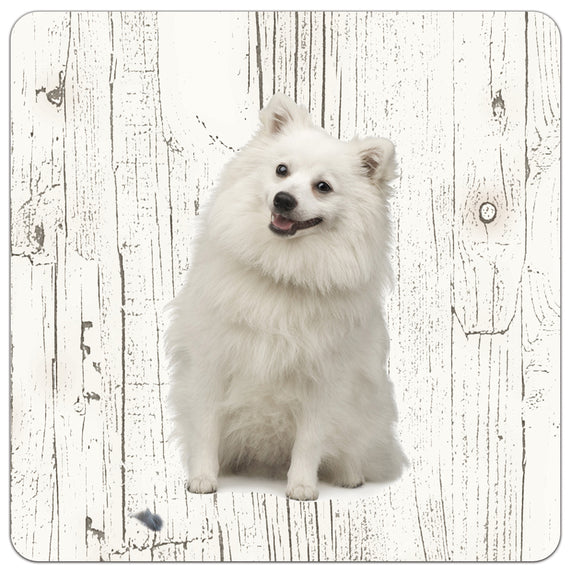 Hond Japanse Spits | Houten Onderzetters 6 Stuks