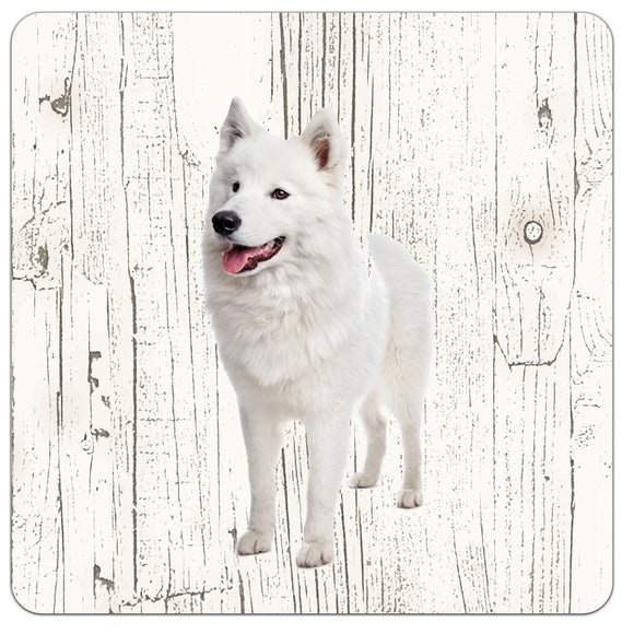 Hond Samojeet | Houten Onderzetters 6 Stuks