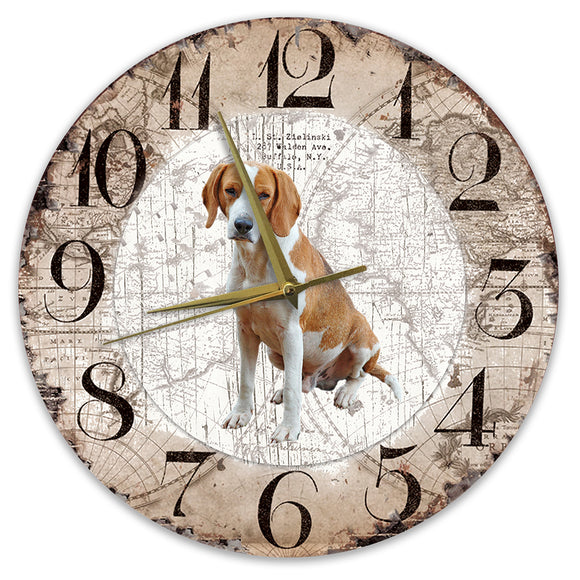 Houten Klok - 30cm - Hond - Foxhound