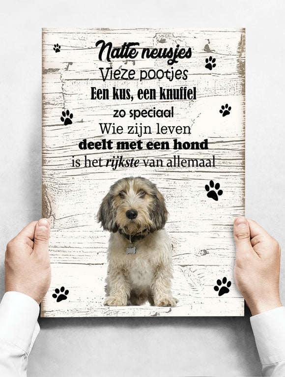 Wandbord hond: Petit Basset Griffon Vendéen - 30 x 42 cm