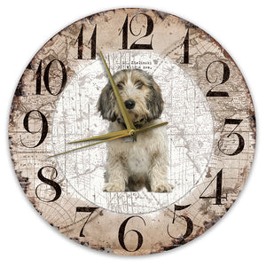 Houten Klok - 30cm - Hond - Petit Basset Griffon Vendéen