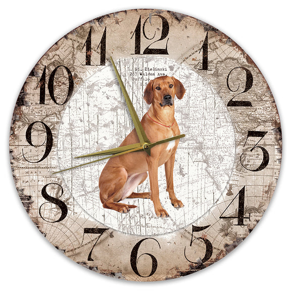 Houten Klok - 30cm - Hond - Rhodesian Ridgeback