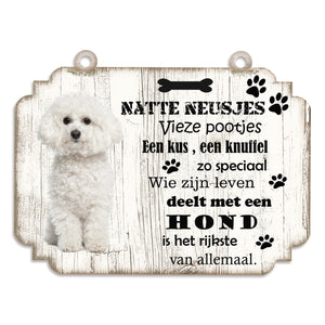 Spreukenbordje hond: Bichon Frisé