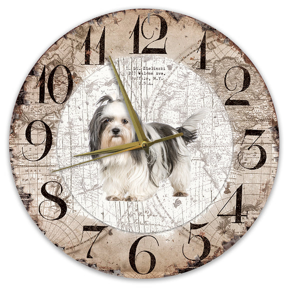 Houten Klok - 30cm - Hond - Shih Tzu