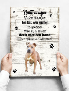 Wandbord Hond: Amerikaanse Stafford - 30 x 42 cm