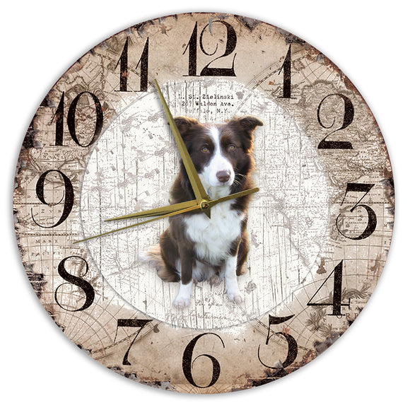 Houten Klok - 30cm - Hond - Bordercollie