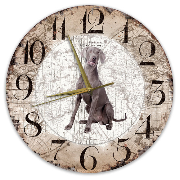 Houten Klok - 30cm - Hond - Weimaraner