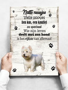 Wandbord Hond: West Highland White Terriër - 30 x 42 cm