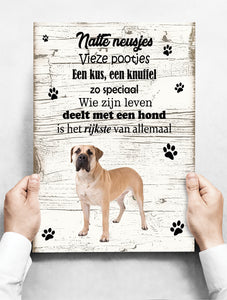 Wandbord Hond: Boerboel - 30 x 42 cm