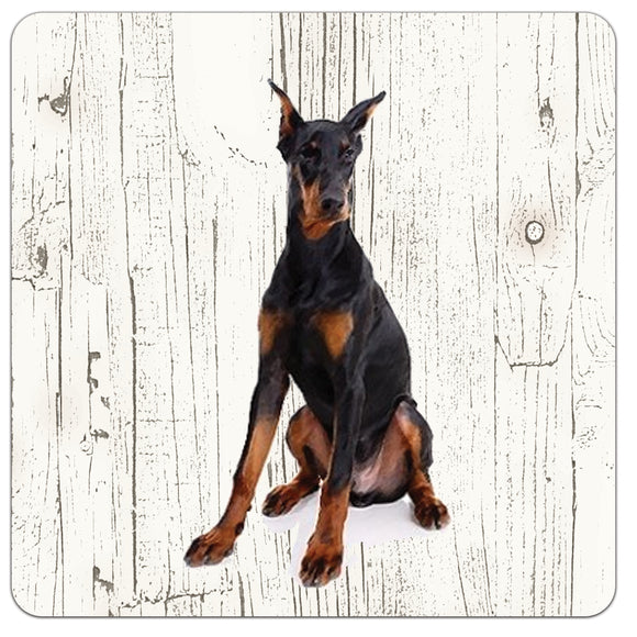 Hond Dobberman | Houten Onderzetters 6 Stuks