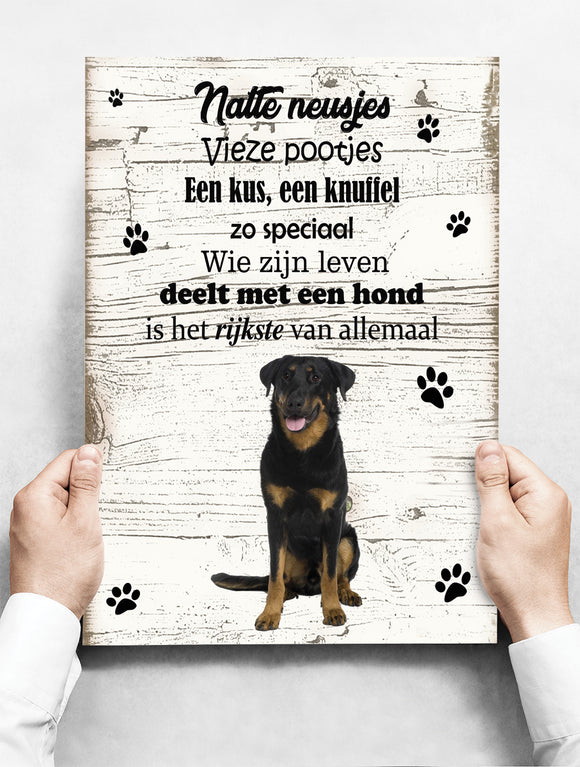 Wandbord Hond: Beauceron - 30 x 42 cm