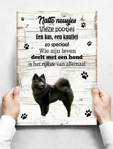 Wandbord Hond: Keeshond - 30 x 42 cm