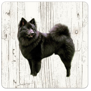 Hond Keeshond | Houten Onderzetters 6 Stuks