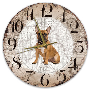 Houten Klok - 30cm - Hond - Bulldog