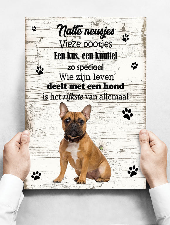 Wandbord Hond: Bulldog - 30 x 42 cm