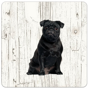 Hond Mopshond | Houten Onderzetters 6 Stuks