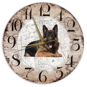 Houten Klok - 30cm - Hond - Oudduitse Herder