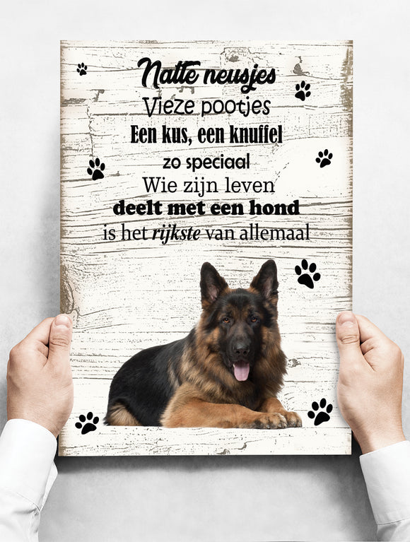 Wandbord Hond: Oudduitse Herder - 30 x 42 cm